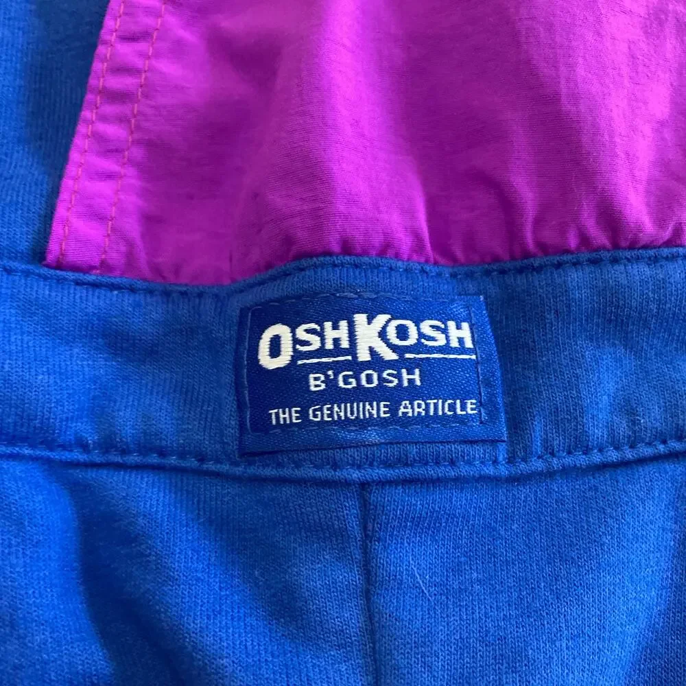 Vintage 90s OshKosh Toddler 24 Months Soft Overalls Blue & Purple Color Block